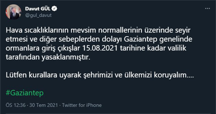 Gaziantep Valisi Davut Gül Açıkladı