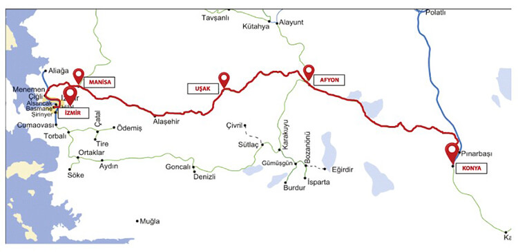 Konya Mavi Treni Güzergâhı - Konya Mavi Treni Durakları
