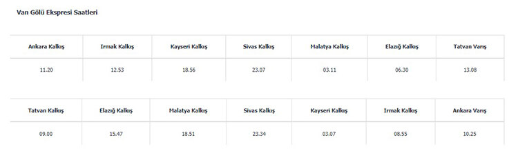 Van Gölü Ekspresi Saat Kaçta Hareket Ediyor? - Van Gölü Ekspresi Hareket Saatleri