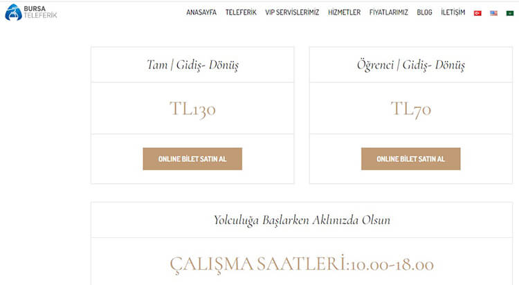 Bursa Teleferik Fiyatlarına Zam Yapıldı