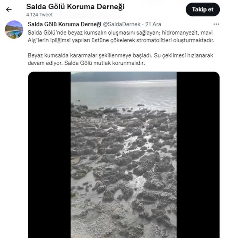 Salda Gölü Koruma Derneği Hesabından Yapılan Paylaşım