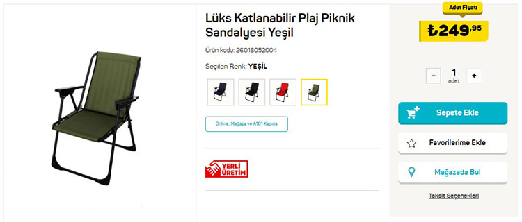 A101 Lüks Katlanabilir Plaj Piknik Sandalyesi