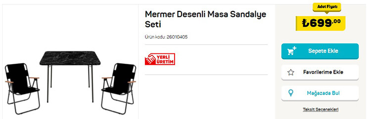 A101 Mermer Desenli Masa Sandalye Seti