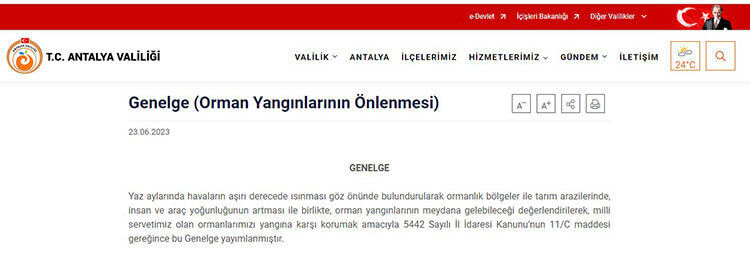 Antalya'da Ormanlık Alanlara Giriş Yasağı Kararı