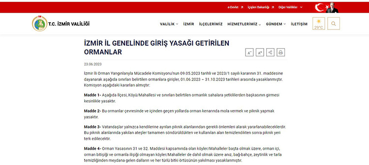 İzmir'de Ormana Giriş Yasak Mı?