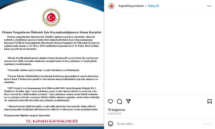 Ormanlara Giriş Yasağı Hakkında İlk Açıklama Yapıldı