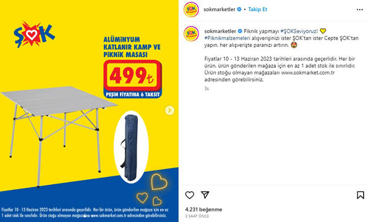 ŞOK Alüminyum Katlanır Kamp Ve Piknik Masası