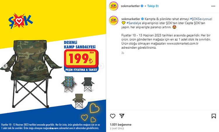 ŞOK Desenli Kamp Sandalyesi