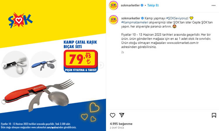 ŞOK Kamp Çatal Kaşık Bıçak Seti