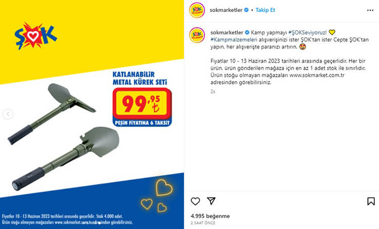 ŞOK Katlanabilir Metal Kürek Seti