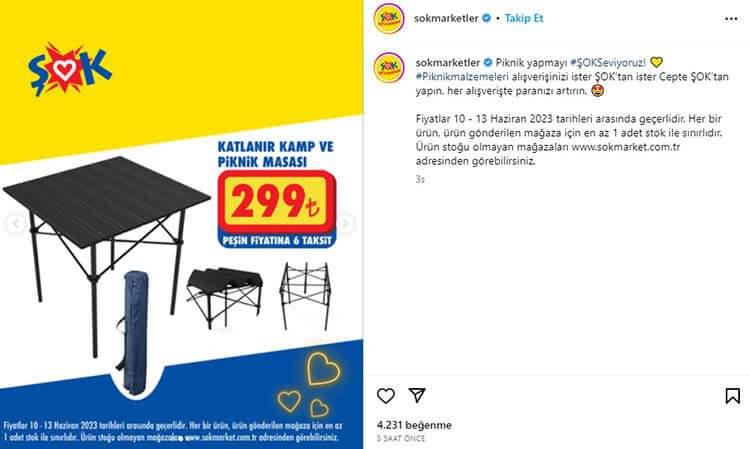 ŞOK Katlanır Kamp Ve Piknik Masası