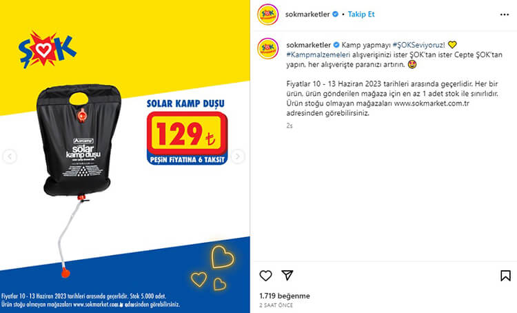 ŞOK Solar Kamp Duşu