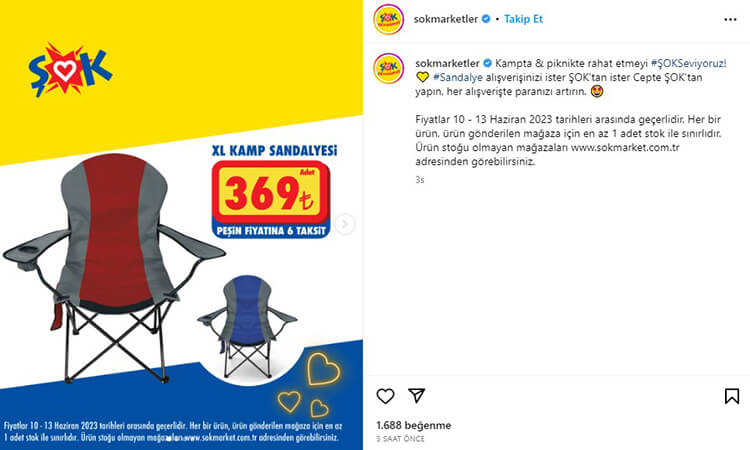 ŞOK XL Kamp Sandalyesi