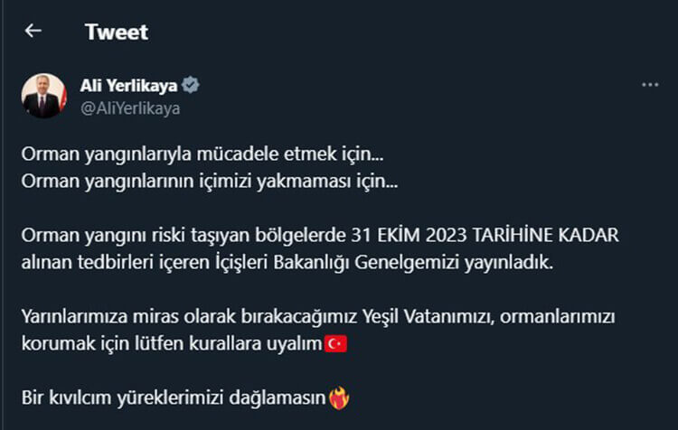 İçişleri Bakanı Ali Yerlikaya Açıklamıştı