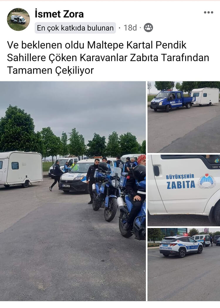 İstanbul Pendik'te Karavanlar Toplatılıyor
