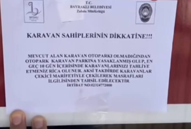 İzmir'in Bayraklı İlçesinde Karavan Yasağı
