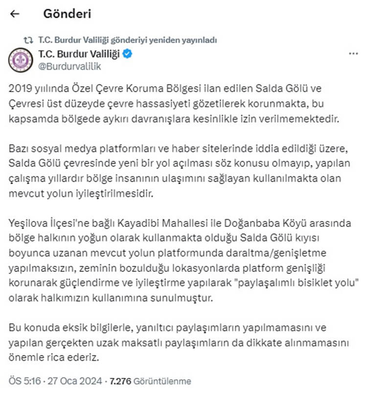 Daha Önce Burdur Valiliği Konu Hakkında Ne Demişti?