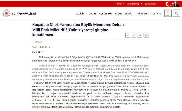 Aydın Kuşadası Dilek Yarımadası Milli Parkına Giriş Yasaklandı