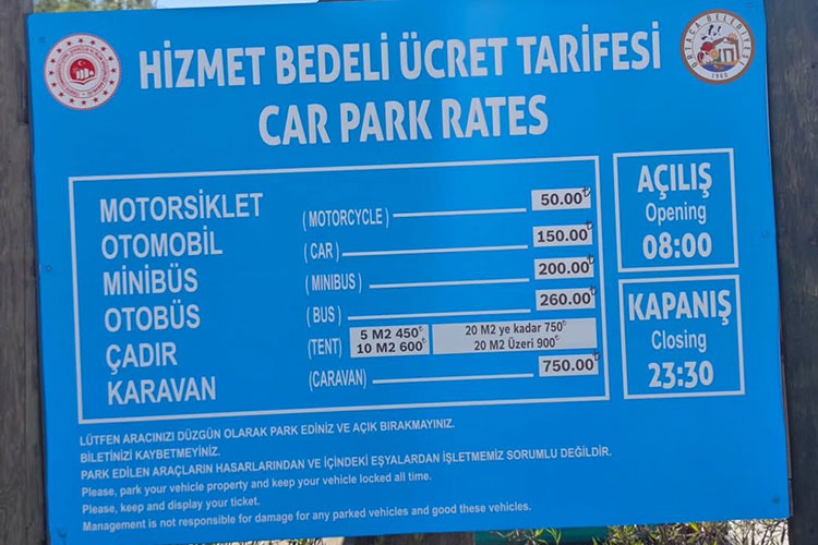 Muğla Sarıgerme Plajı Kamp Alanı 2025 Ücretleri Listesi