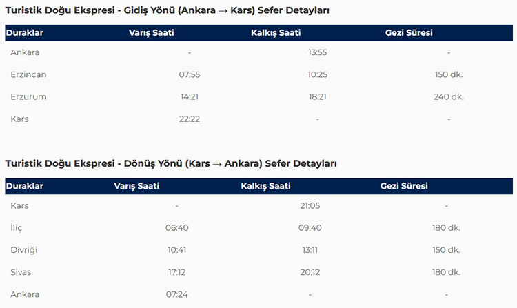 2025 - 2026 Turistik Doğu Ekspresi Sefer Tarihleri Açıklandı
