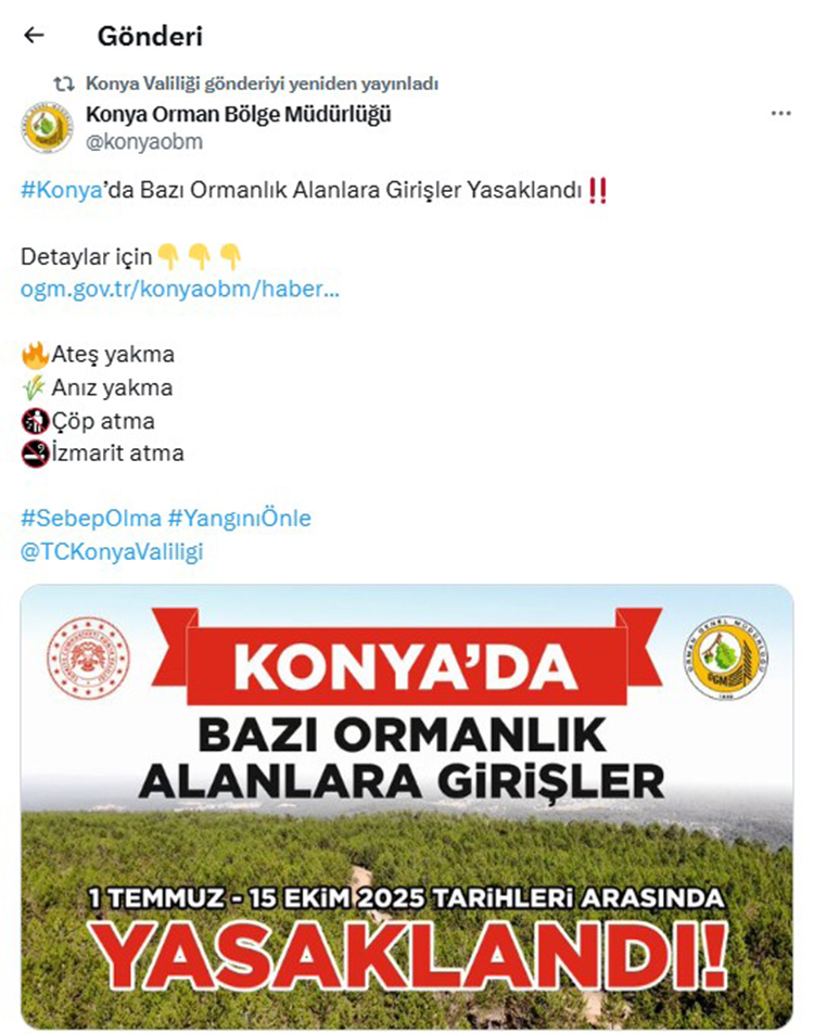 Konya'da Ormana Giriş Yasak Mı?