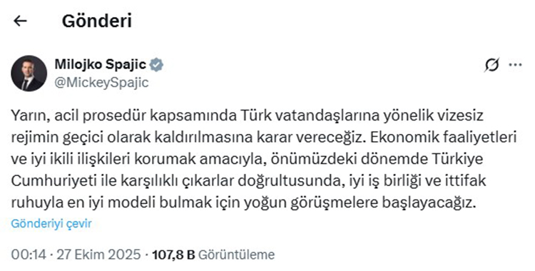 Karadağ Başbakanı Milojko Spajic Açıklama Yaptı