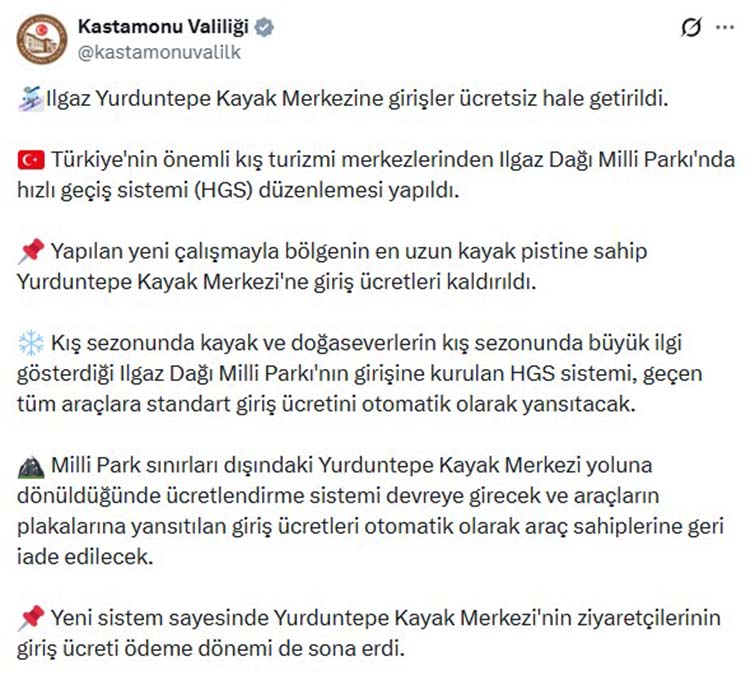 Kastamonu Valiliği Duyurdu